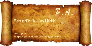 Petrák Anikó névjegykártya